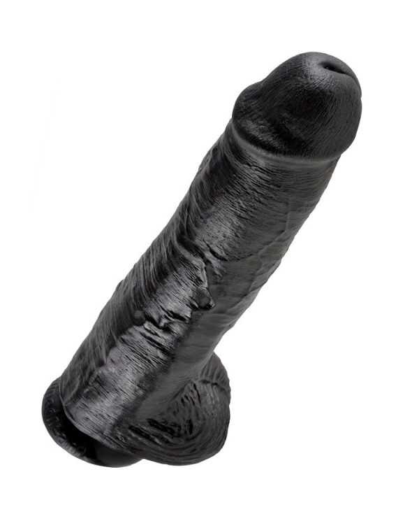 KING COCK - 11 GODE NOIR AVEC BOULES 28 CM