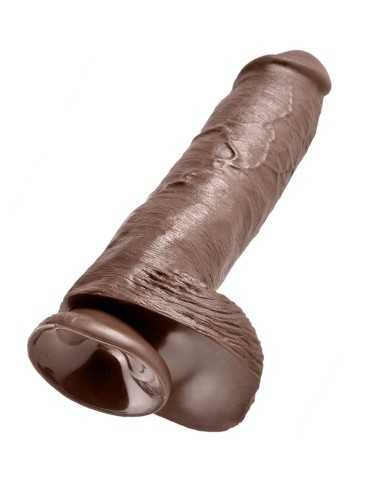 KING COCK - 11 GODE MARRON AVEC BOULES 28 CM