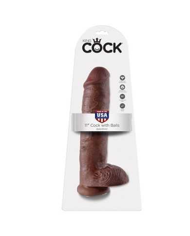 KING COCK - 11 GODE MARRON AVEC BOULES 28 CM