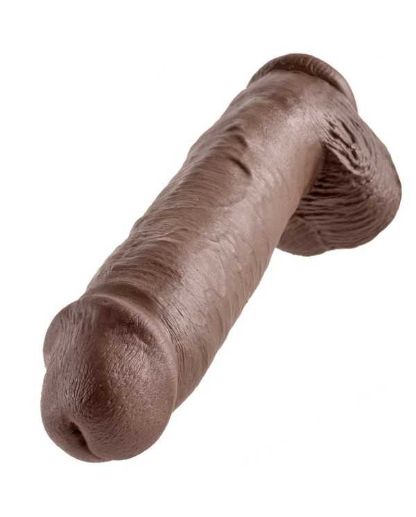 KING COCK - 11 GODE MARRON AVEC BOULES 28 CM