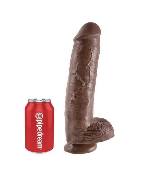 KING COCK - 11 GODE MARRON AVEC BOULES 28 CM