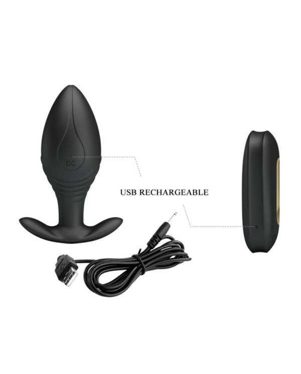 PRETTY LOVE - VIBRATEUR RECHARGEABLE REGINA ANAL PLUG NOIR