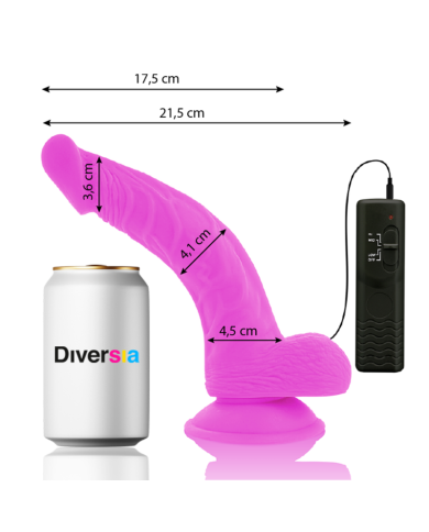 DIVERSIA - DILDO VIBRANT FLEXIBLE VIOLET 21.5 CM -O- 4.5 CM