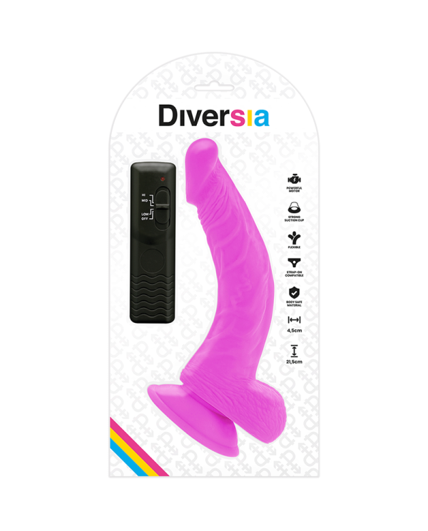 DIVERSIA - DILDO VIBRANT FLEXIBLE VIOLET 21.5 CM -O- 4.5 CM