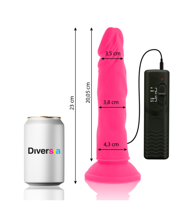 DIVERSIA - DILDO SOUPLE AVEC VIBRATION ROSE 23 CM -O- 4.3 CM