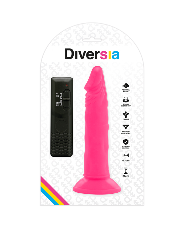 DIVERSIA - DILDO SOUPLE AVEC VIBRATION ROSE 23 CM -O- 4.3 CM